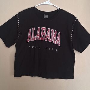 Alabama Roll Tide Black Studded Crop Top Game Day Fan Wear